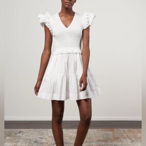 Sea New York Phoebe White Ruffle Mini‎ Dress